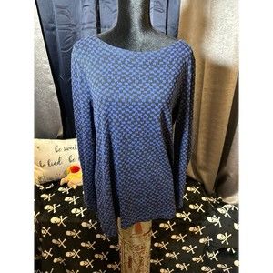 Chico's Womens Top Tunic Pima Button Sleeve Checker Long Sleeve